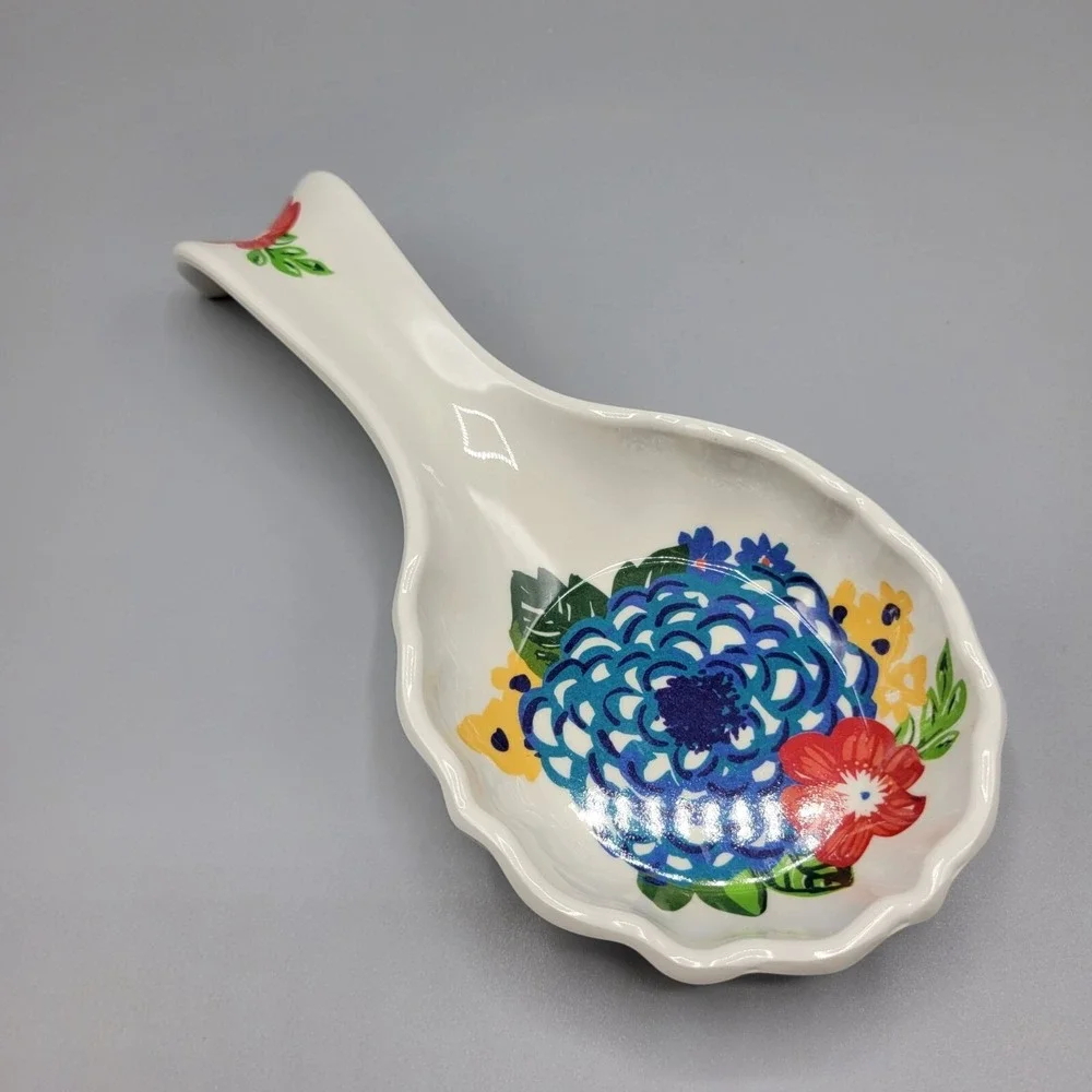 The Pioneer Woman Melamine Spoon Rest Floral Design Kitchen Utensil Holder